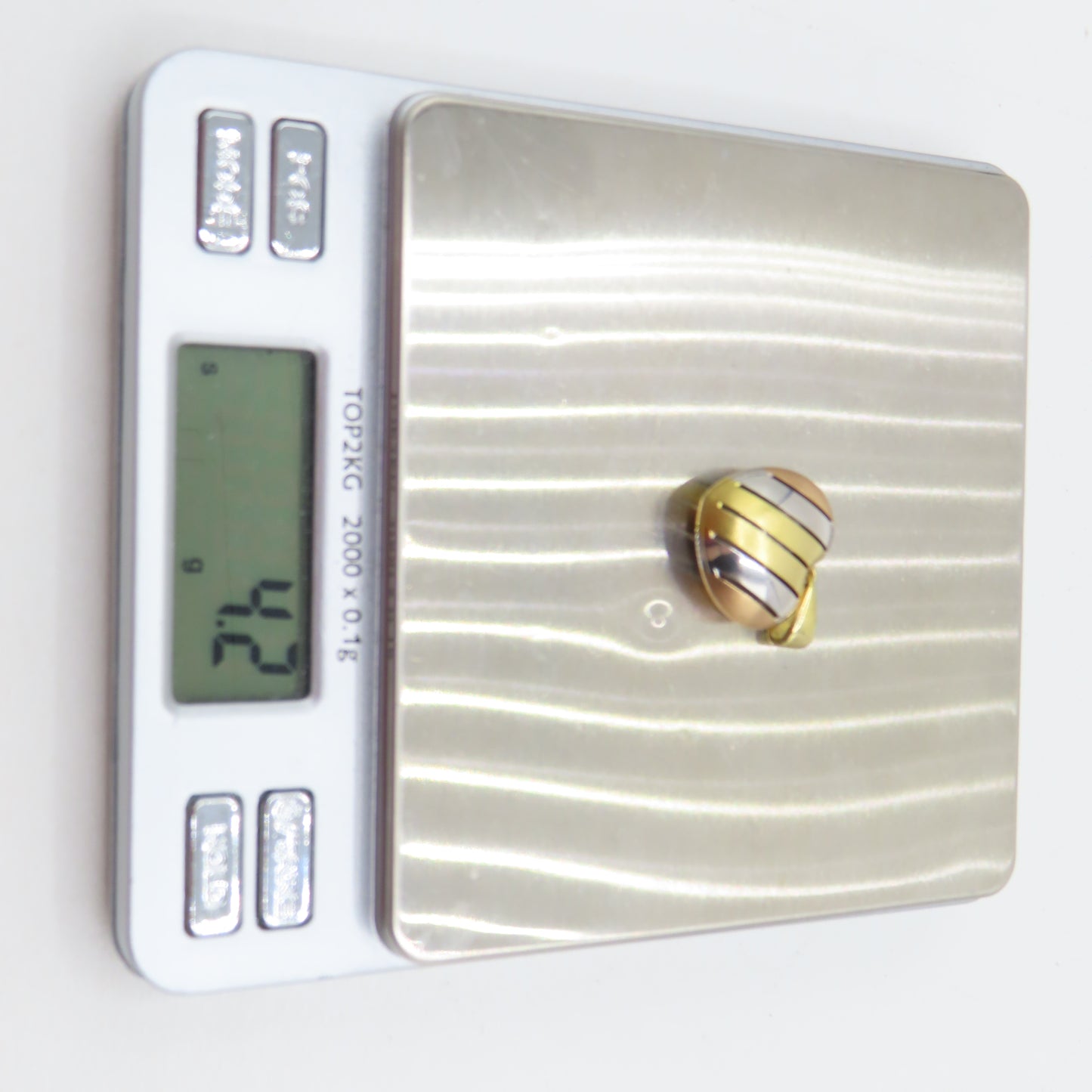 18K Tri-Tone Gold Hollow Heart Pendant 1" 4.2g