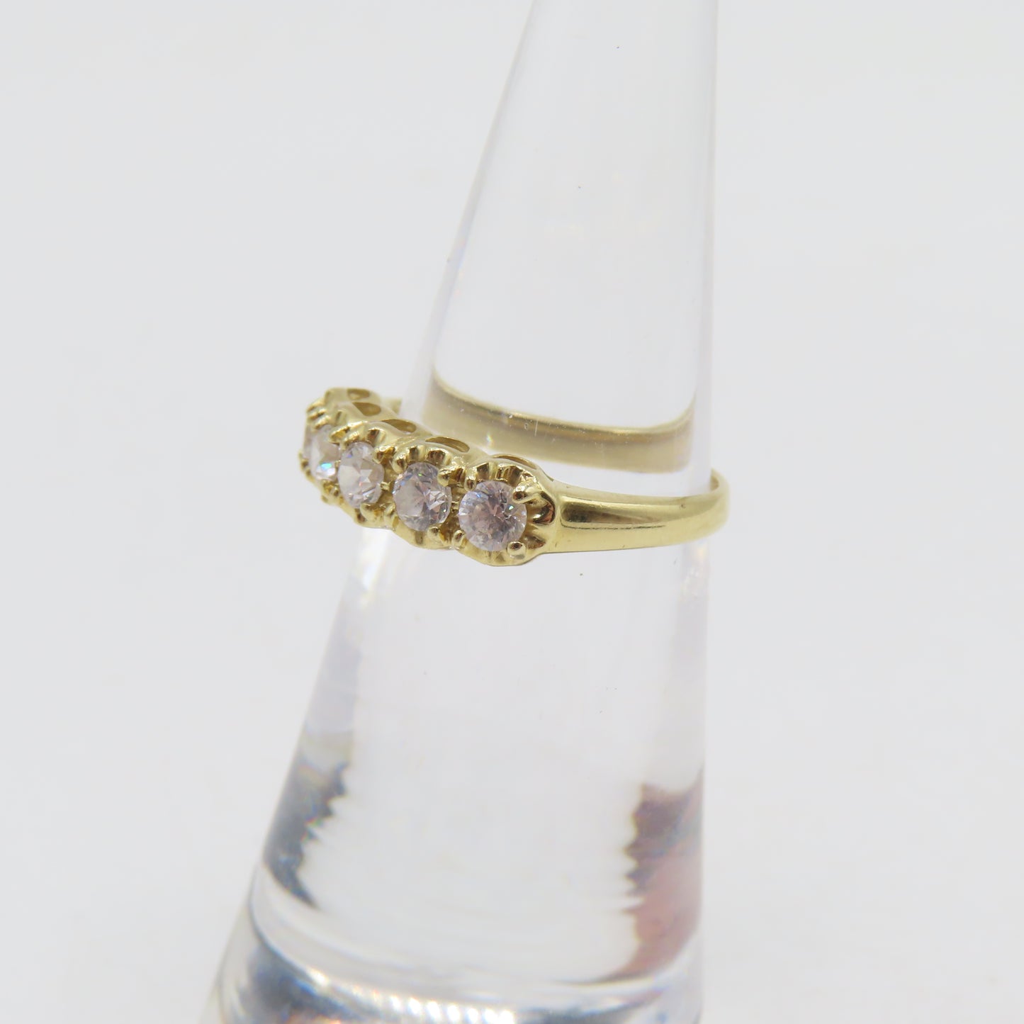 14K Yellow Gold CZ Eternity Bang Ring Size 4 1.8g