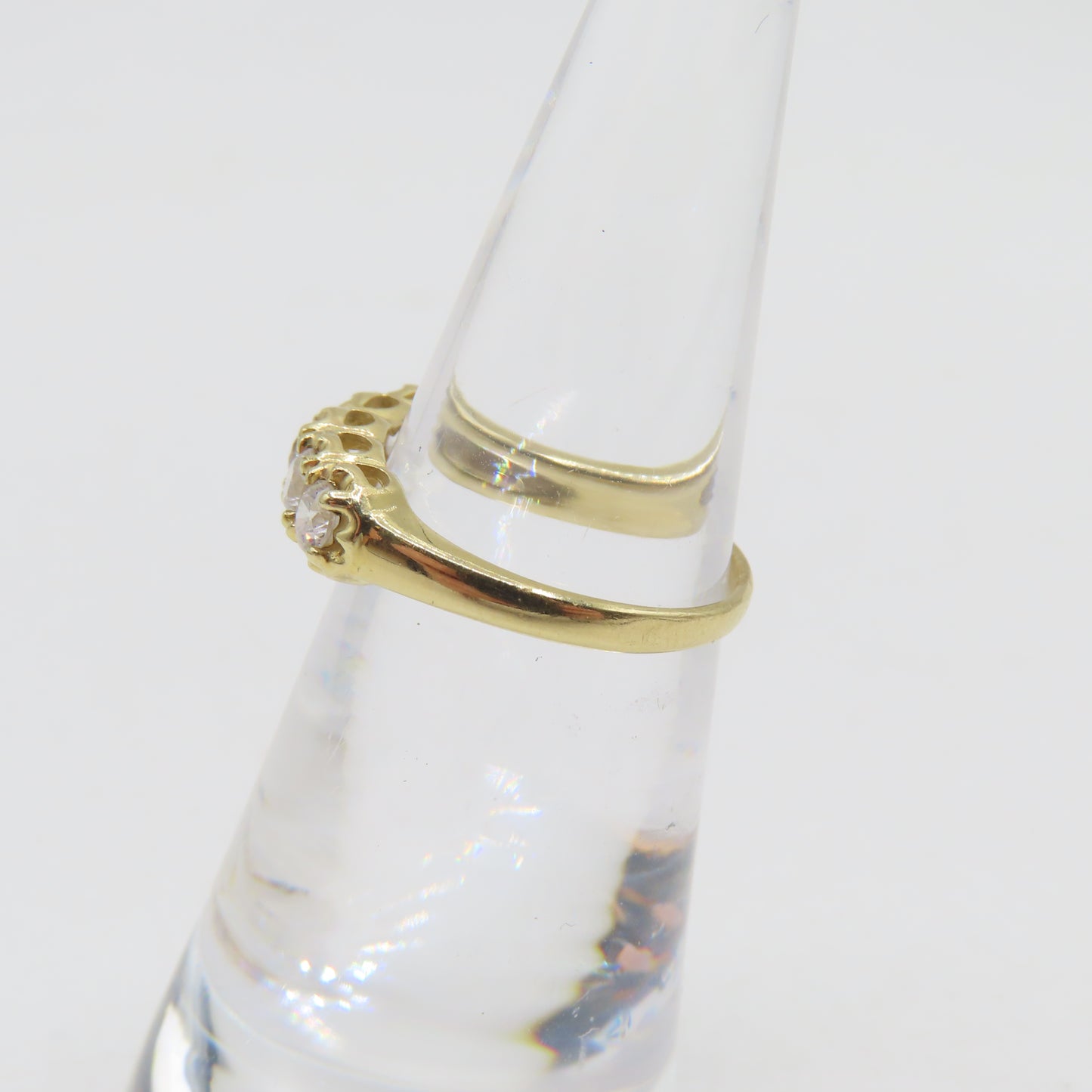 14K Yellow Gold CZ Eternity Bang Ring Size 4 1.8g