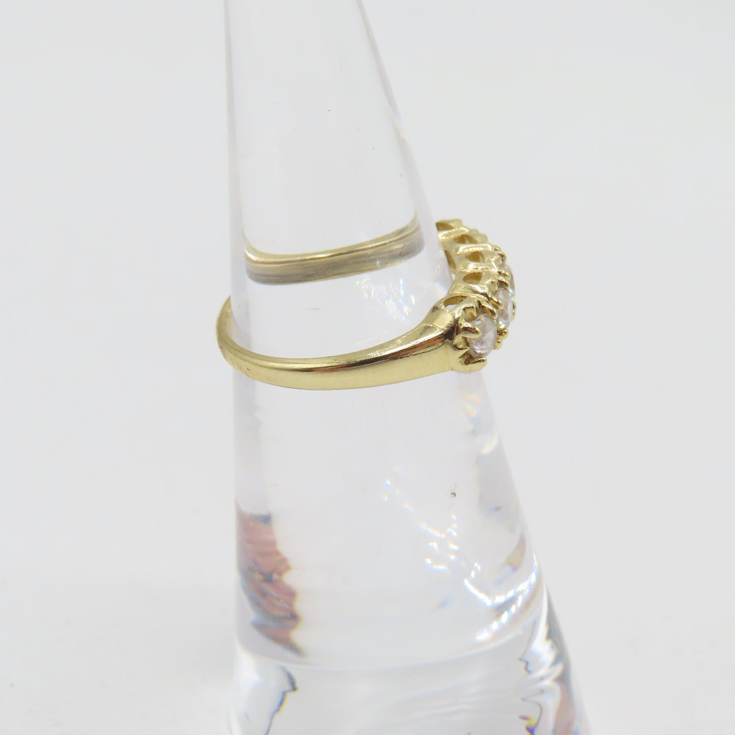 14K Yellow Gold CZ Eternity Bang Ring Size 4 1.8g
