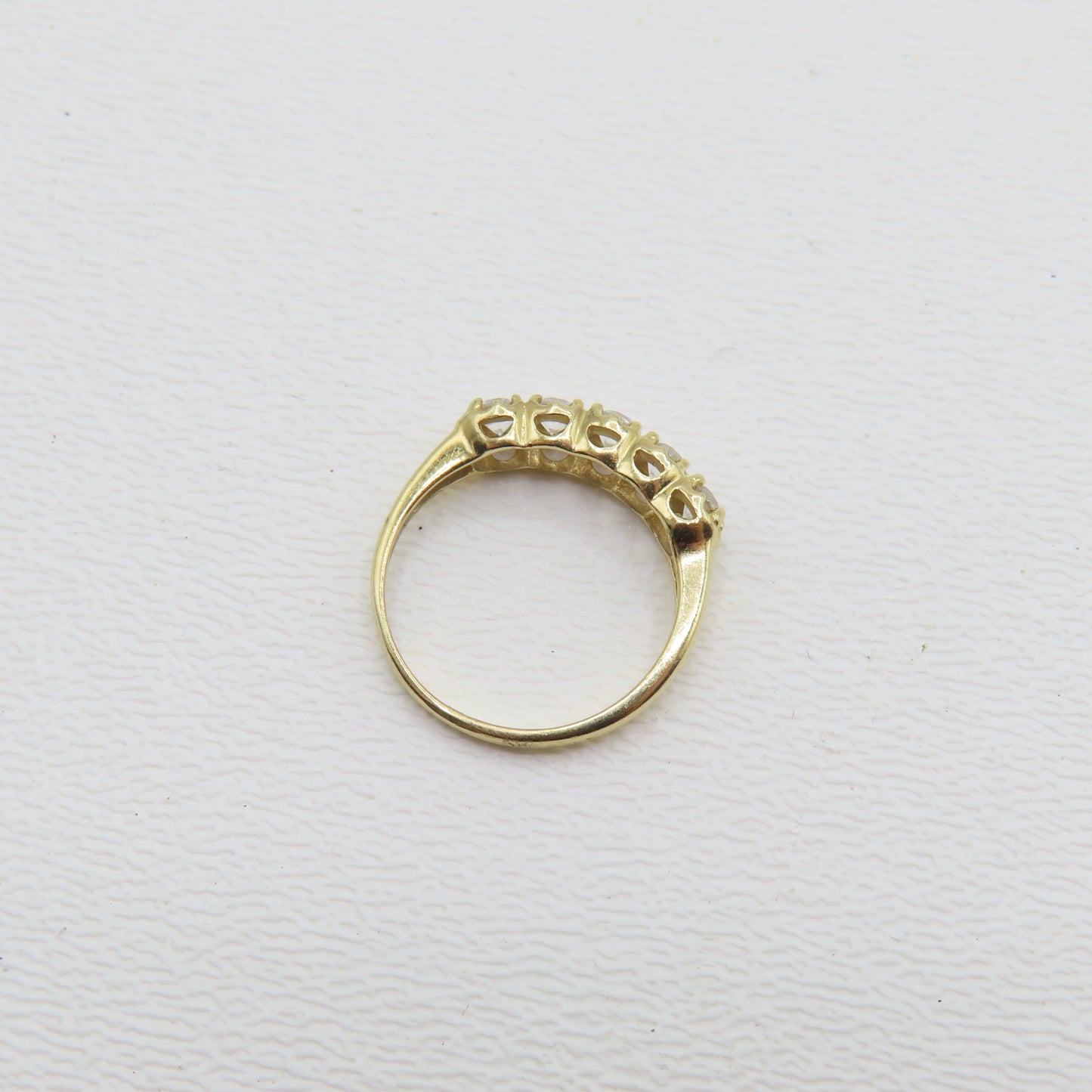 14K Yellow Gold CZ Eternity Bang Ring Size 4 1.8g