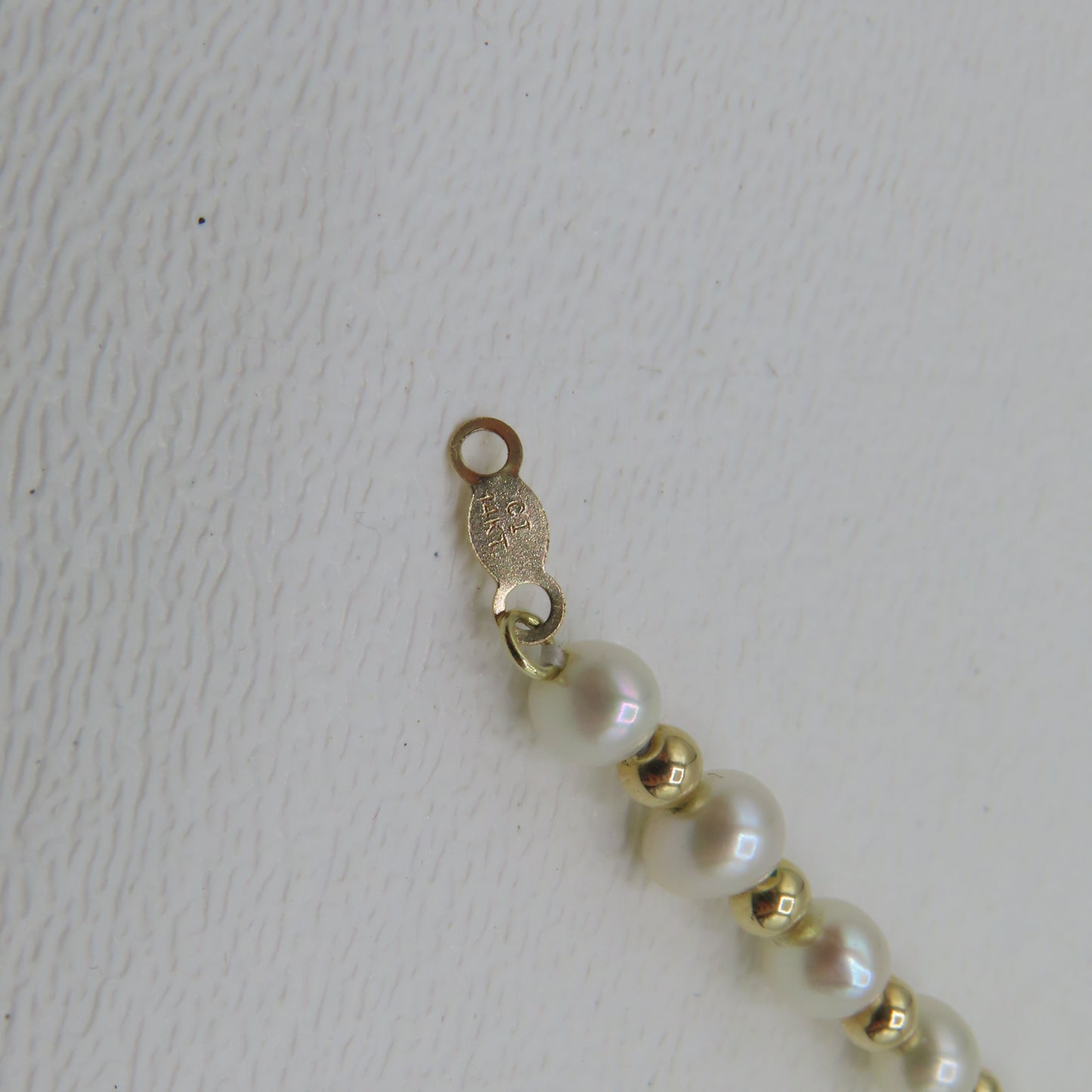 14K Yellow Gold Beaded Pearls Bracelet 4mm 7" 3.5g