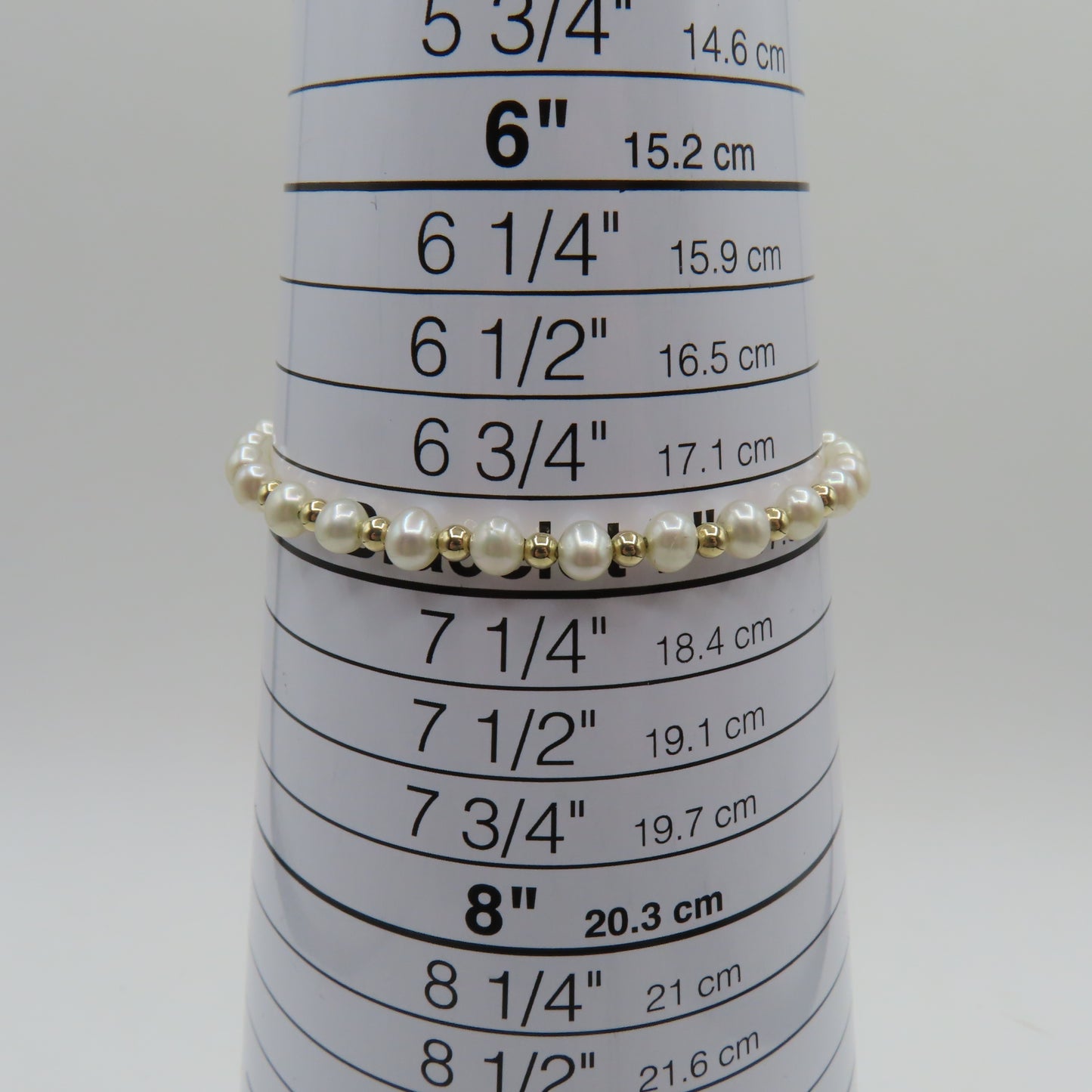 14K Yellow Gold Beaded Pearls Bracelet 4mm 7" 3.5g