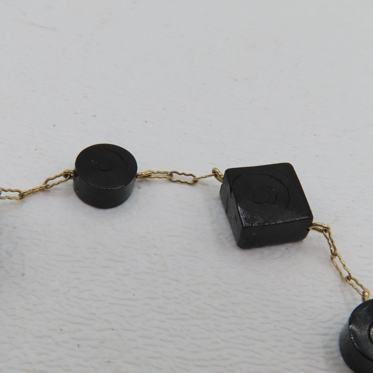 14K Yellow Gold Geometric Station Peanut Link Bracelet 7" 3.5g
