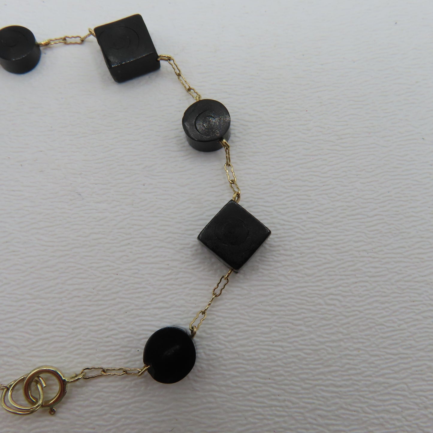 14K Yellow Gold Geometric Station Peanut Link Bracelet 7" 3.5g