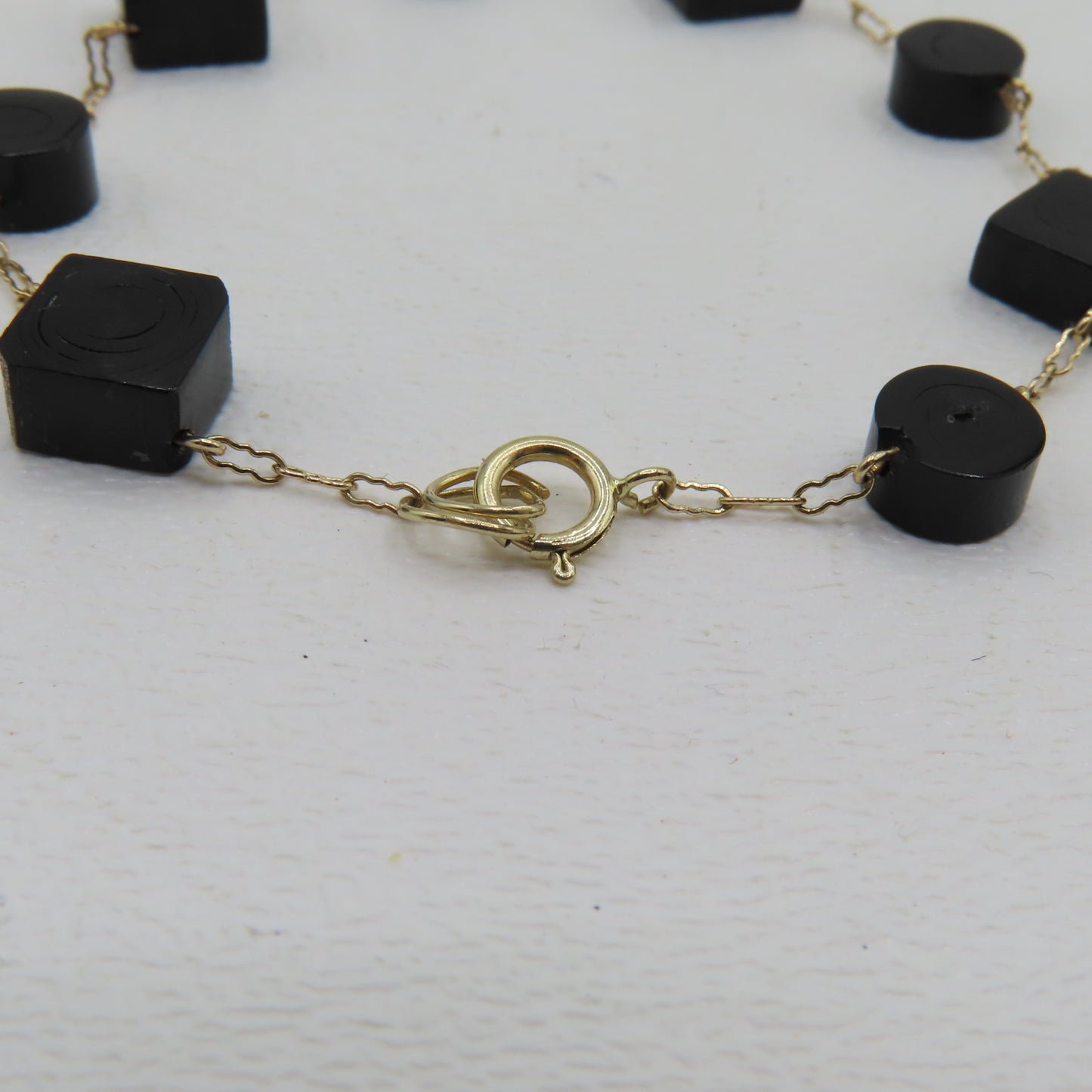 14K Yellow Gold Geometric Station Peanut Link Bracelet 7" 3.5g