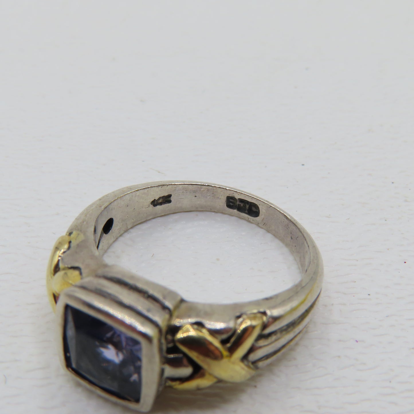Sterling Silver & 14K Yellow Gold Tanzanite Ring Size 6 4.6g