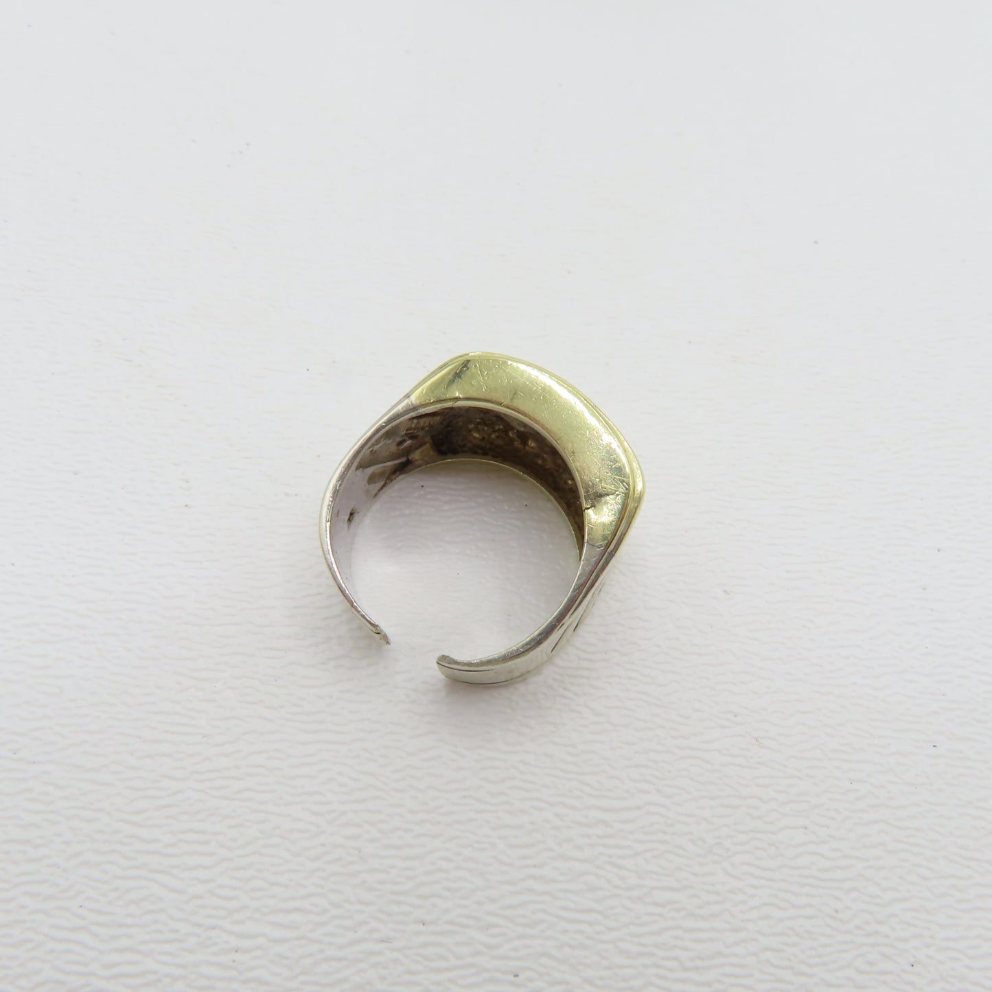 David Yurman Sterling Silver & 14K Gold Cigar Ring Open Band Size 7.75 7.5g