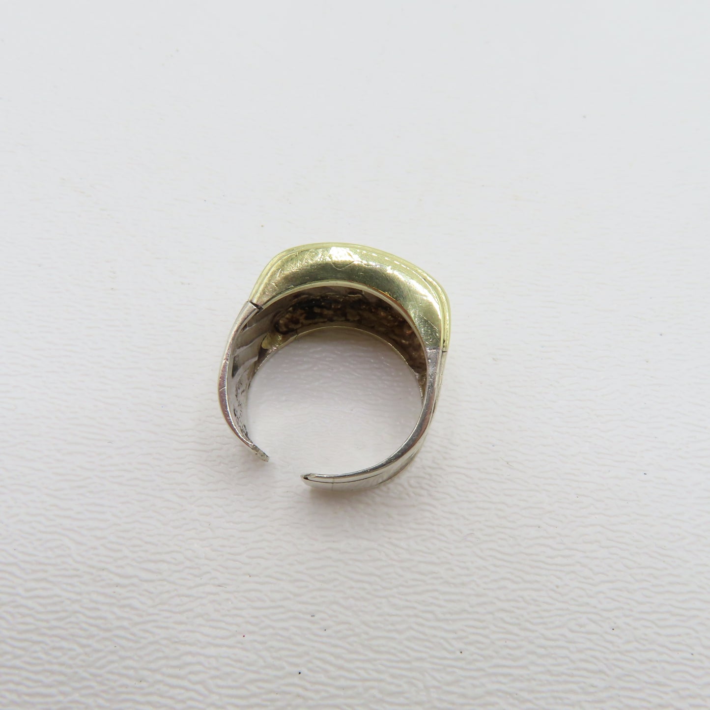 David Yurman Sterling Silver & 14K Gold Cigar Ring Open Band Size 7.75 7.5g