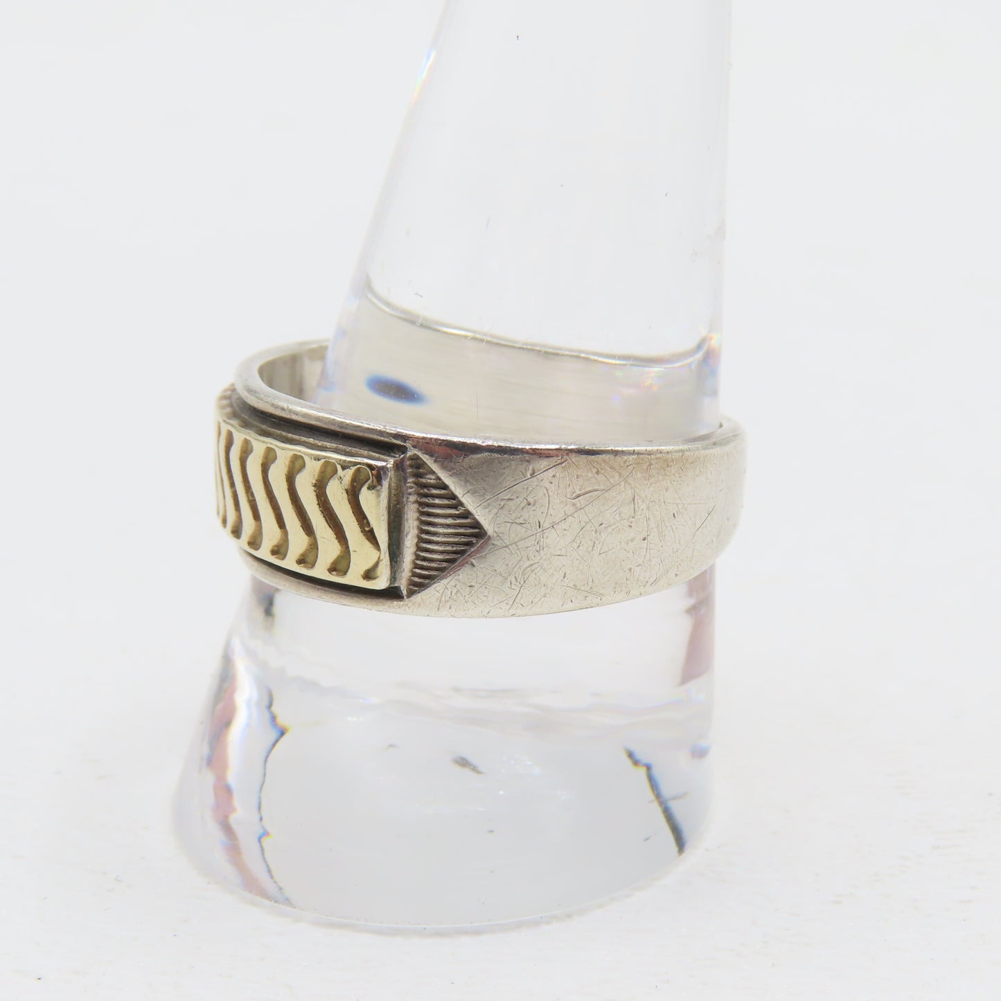 MM Rogers Sterling Silver & 14K Gold Two Tone Band Ring Size 11 6.5g