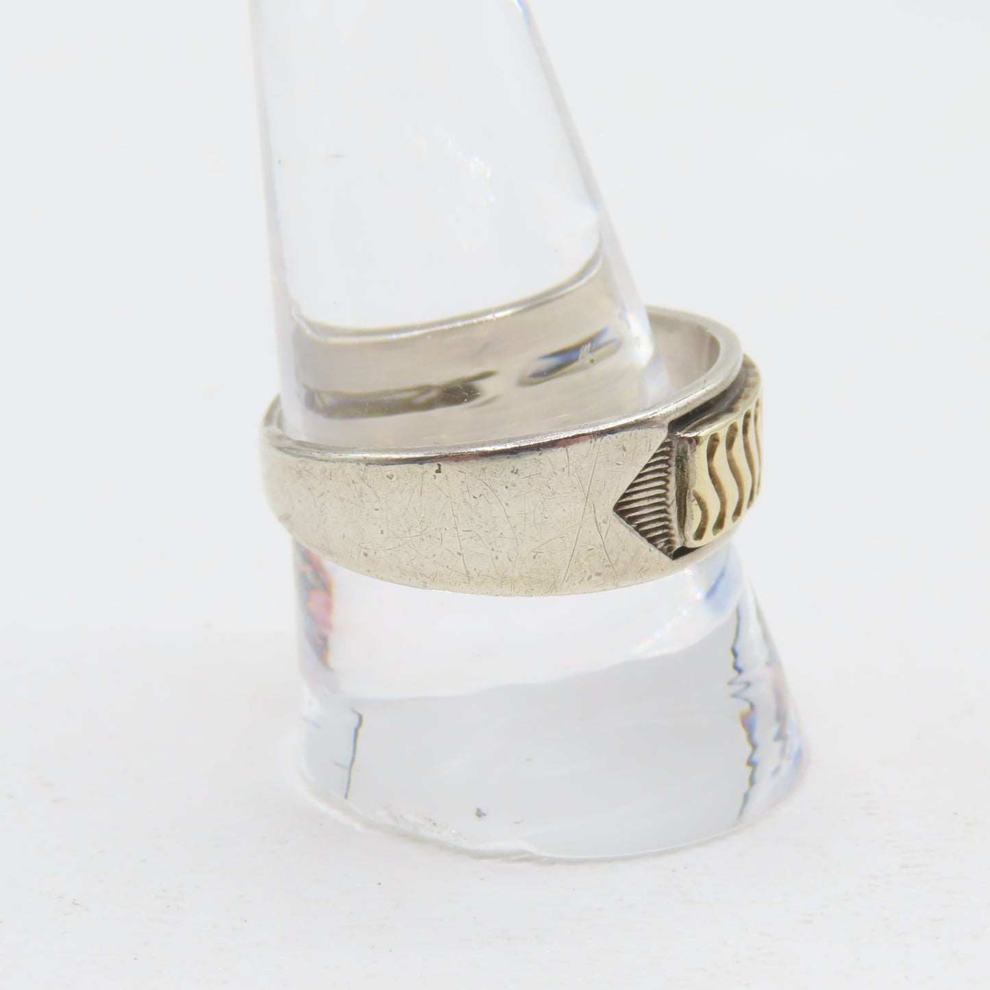 MM Rogers Sterling Silver & 14K Gold Two Tone Band Ring Size 11 6.5g