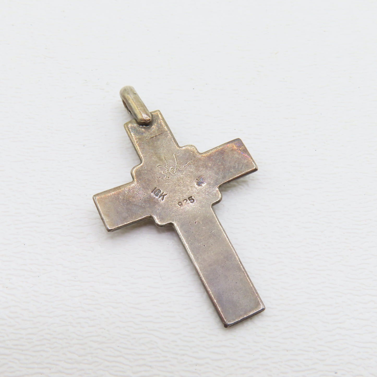 Sterling Silver & 18K Yellow Gold Celtic Knot Cross Pendant 1" 5g