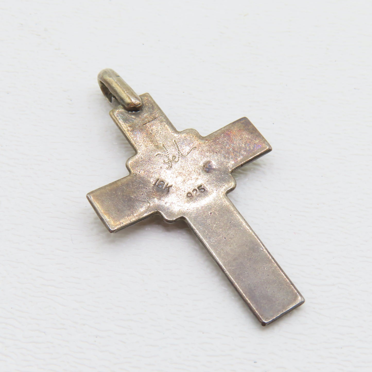 Sterling Silver & 18K Yellow Gold Celtic Knot Cross Pendant 1" 5g