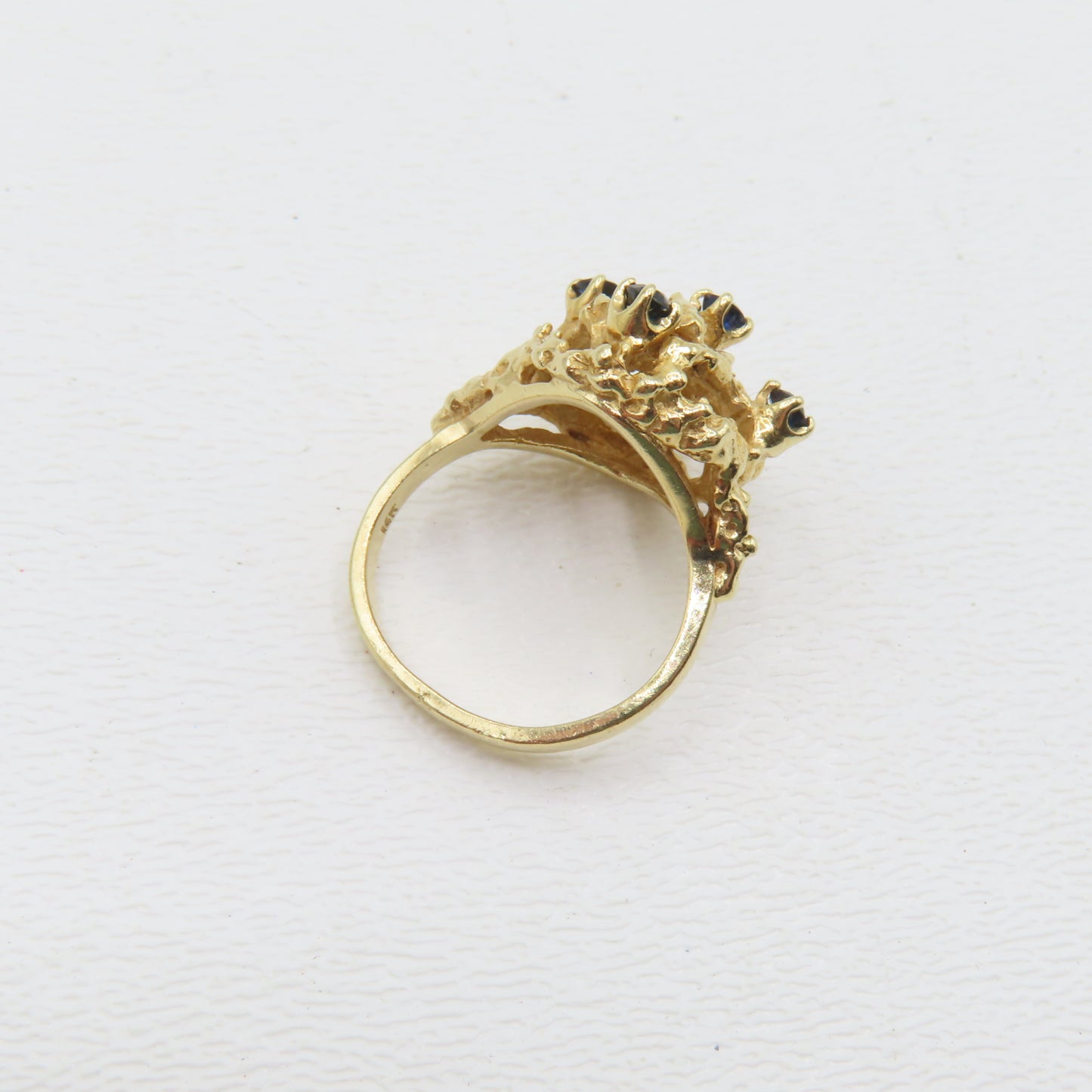14K Yellow Gold Blue Topaz Abstract Nugget Ring Size 5 5.4g