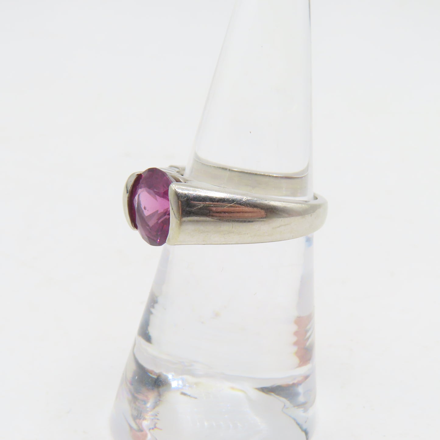 14K White Gold Pink Tourmaline Ring Size 6 5.9g
