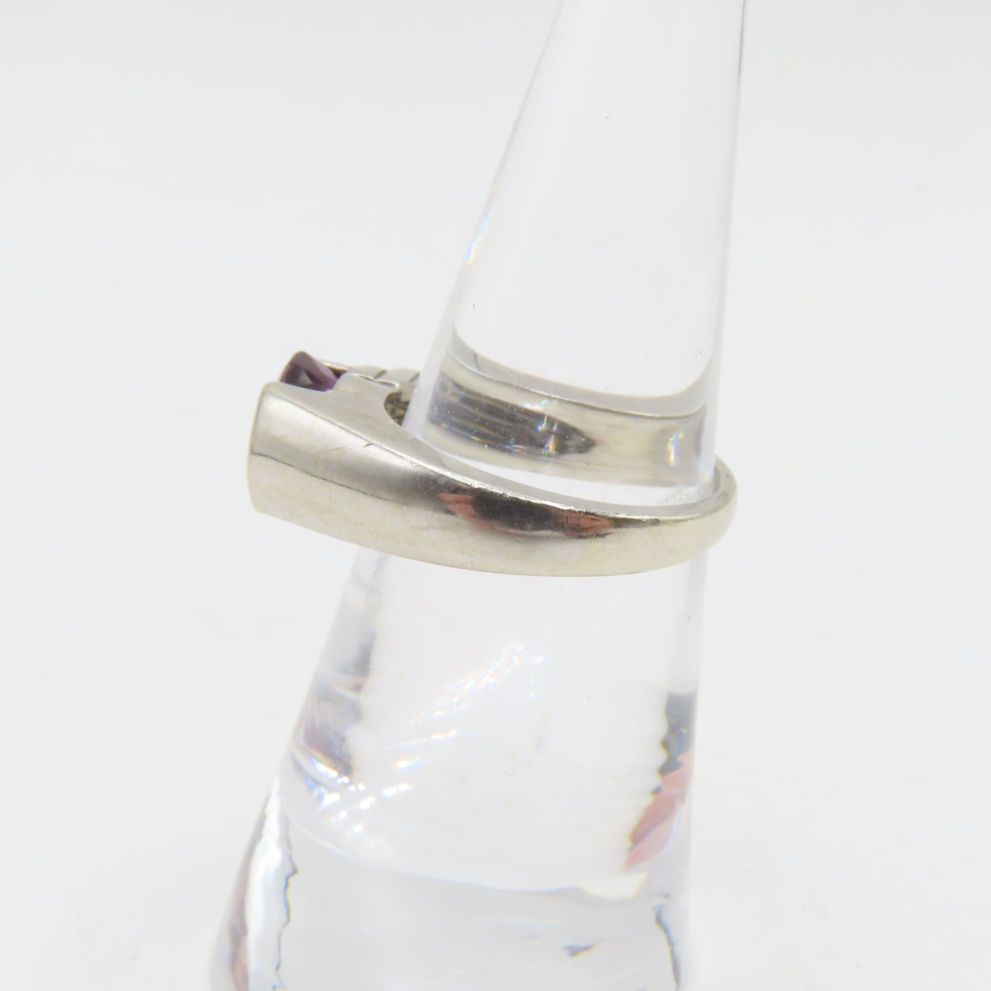 14K White Gold Pink Tourmaline Ring Size 6 5.9g