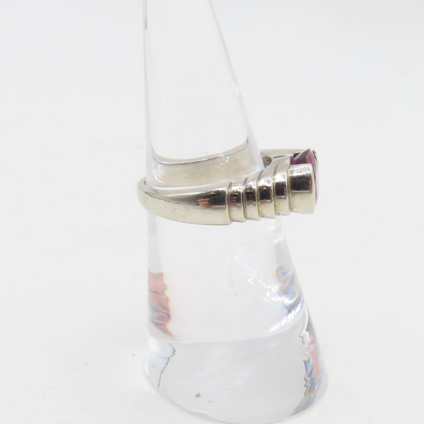 14K White Gold Pink Tourmaline Ring Size 6 5.9g