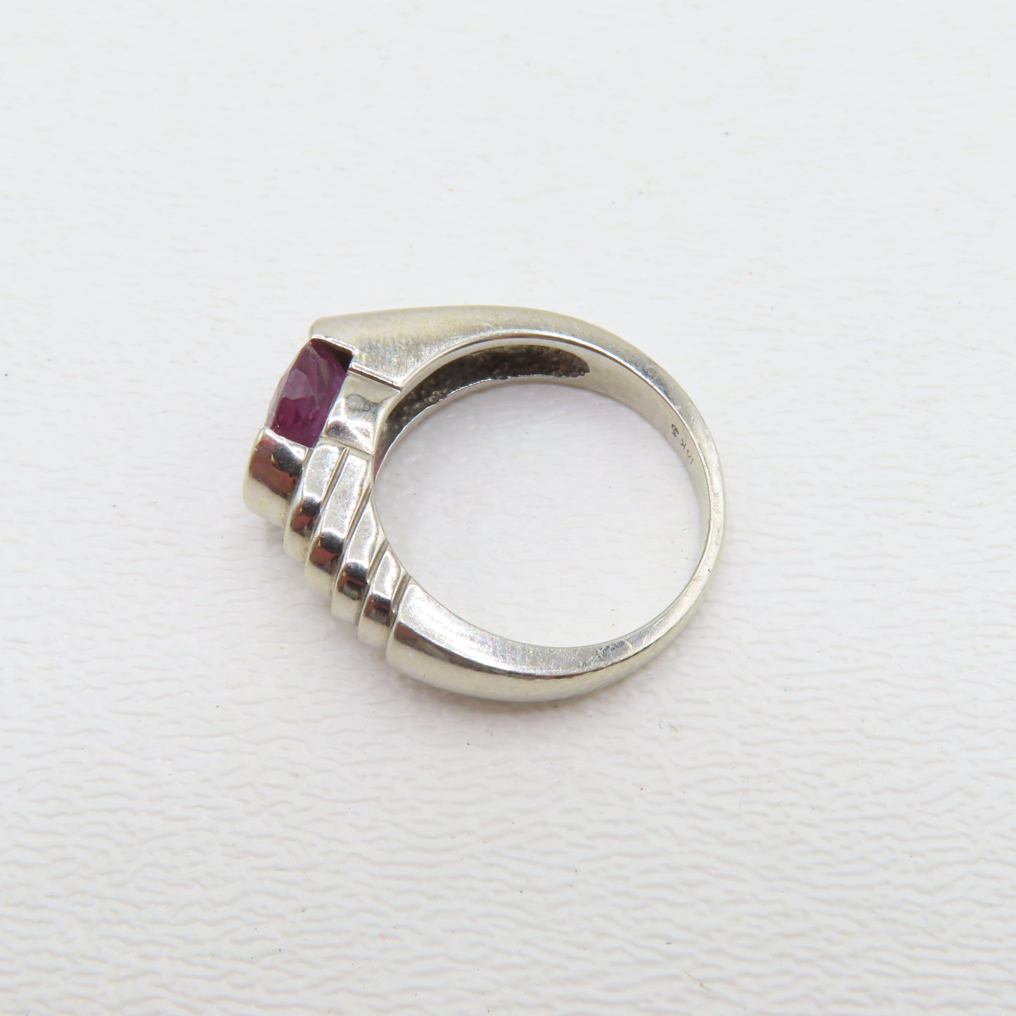 14K White Gold Pink Tourmaline Ring Size 6 5.9g