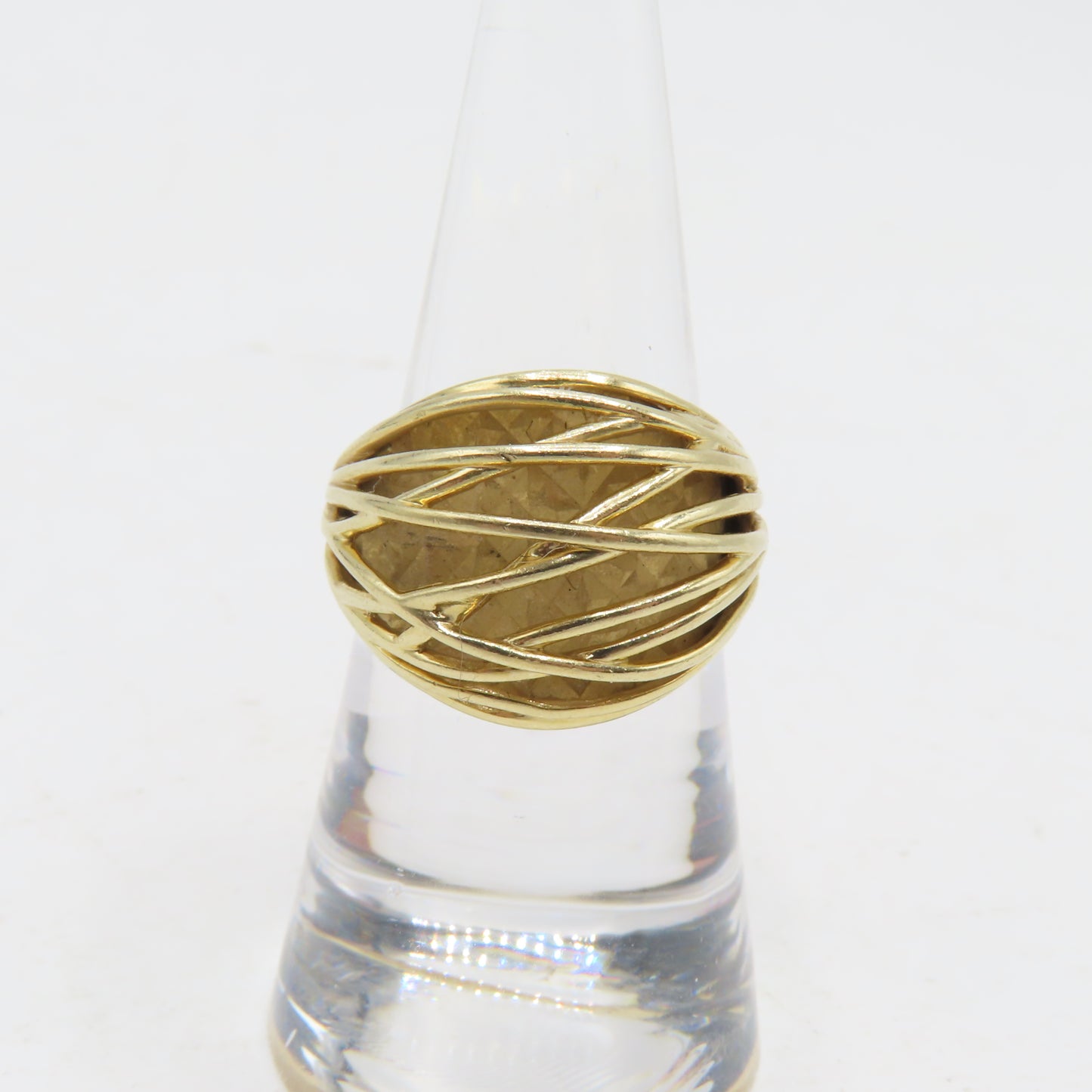 14K Yellow Gold Open Weave Dome Ring Size 6.75 5.7g