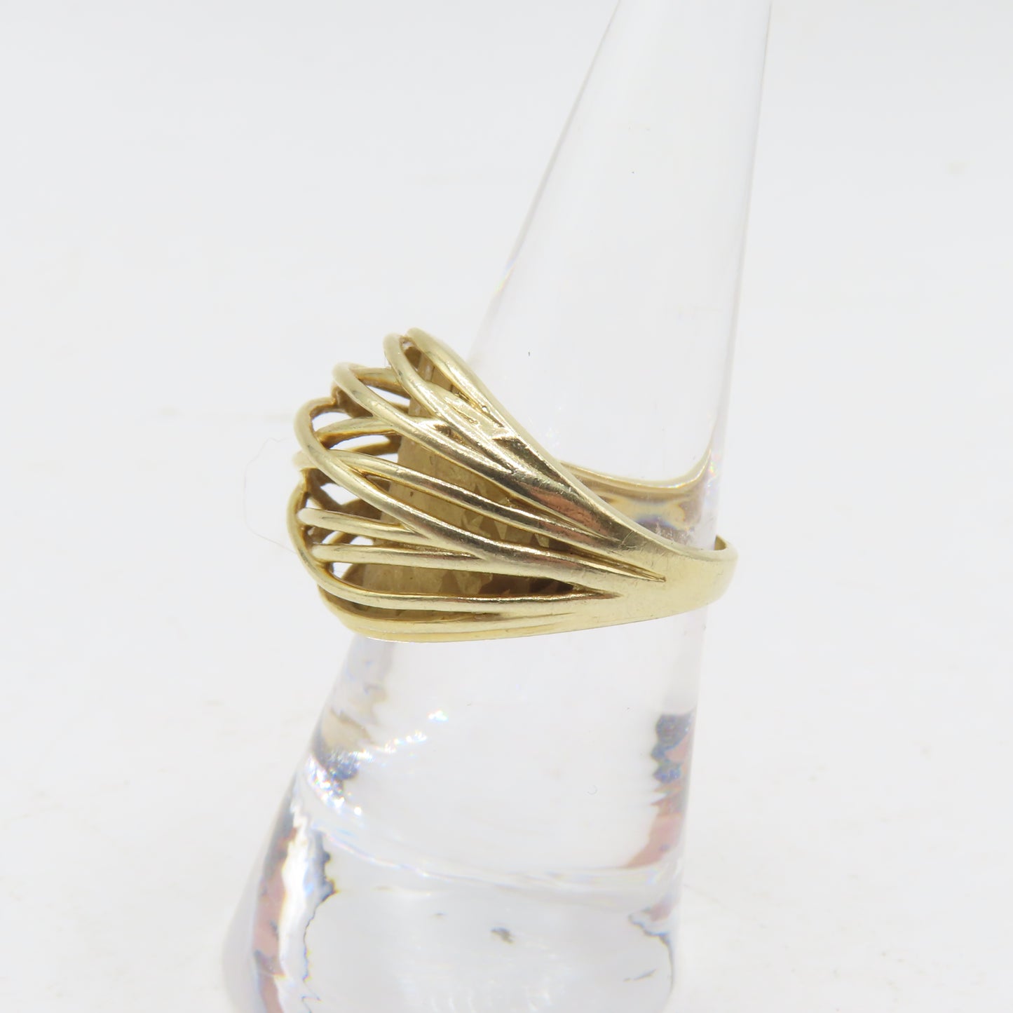 14K Yellow Gold Open Weave Dome Ring Size 6.75 5.7g