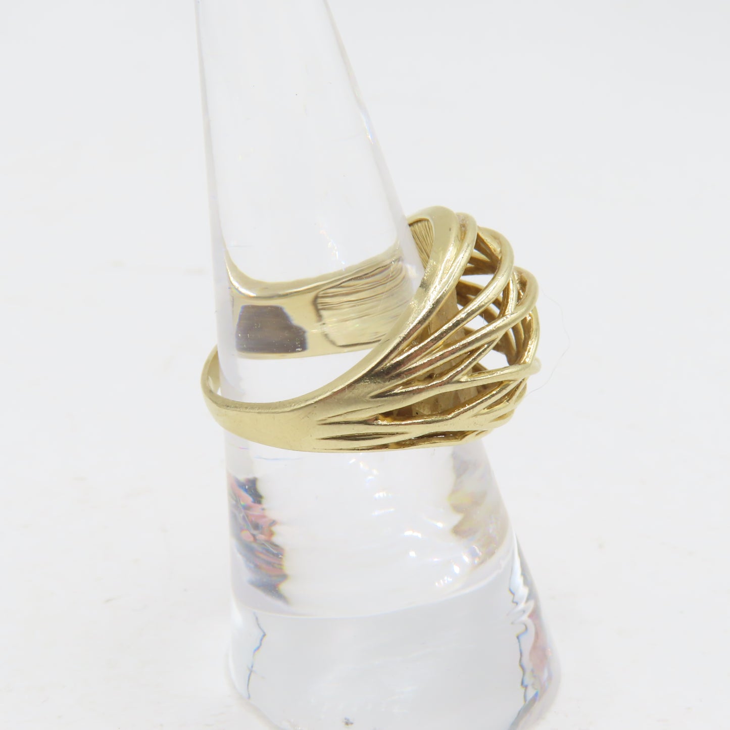 14K Yellow Gold Open Weave Dome Ring Size 6.75 5.7g