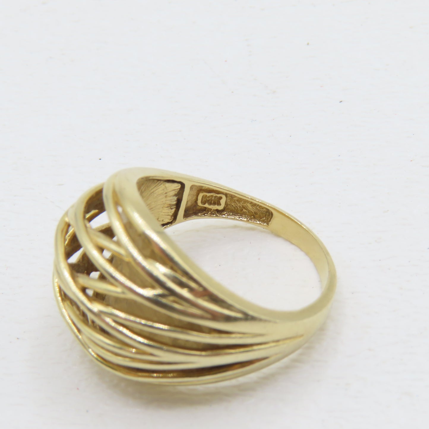 14K Yellow Gold Open Weave Dome Ring Size 6.75 5.7g