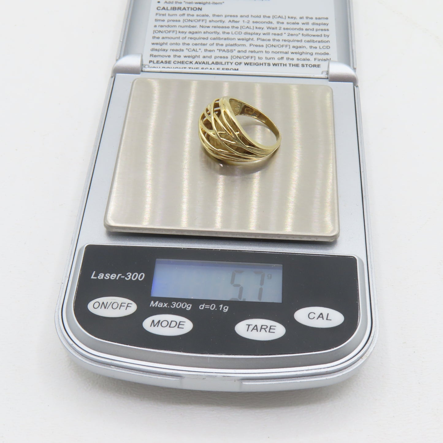 14K Yellow Gold Open Weave Dome Ring Size 6.75 5.7g
