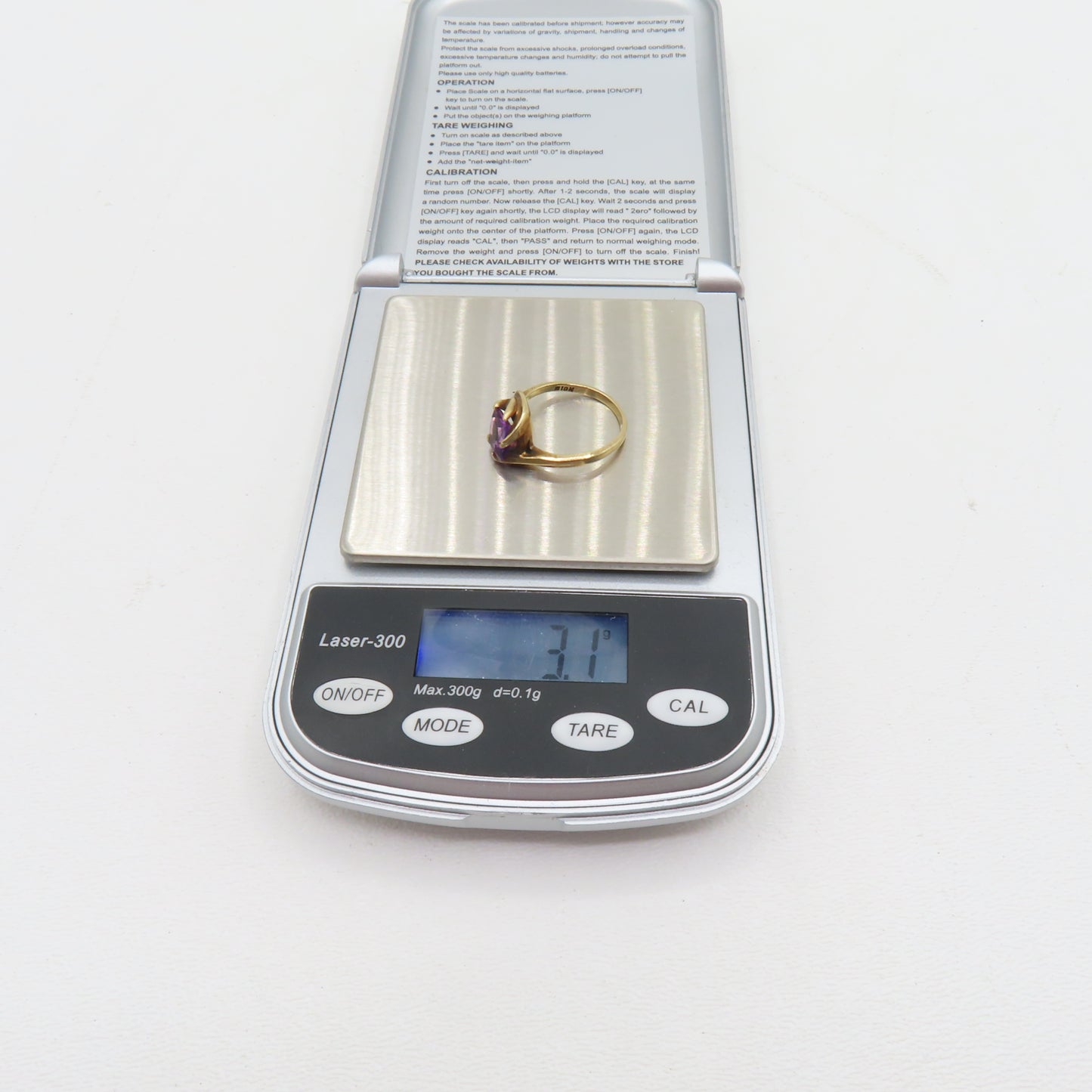 10K Yellow Gold Purple Sapphire Ring Size 6.5 3.1g
