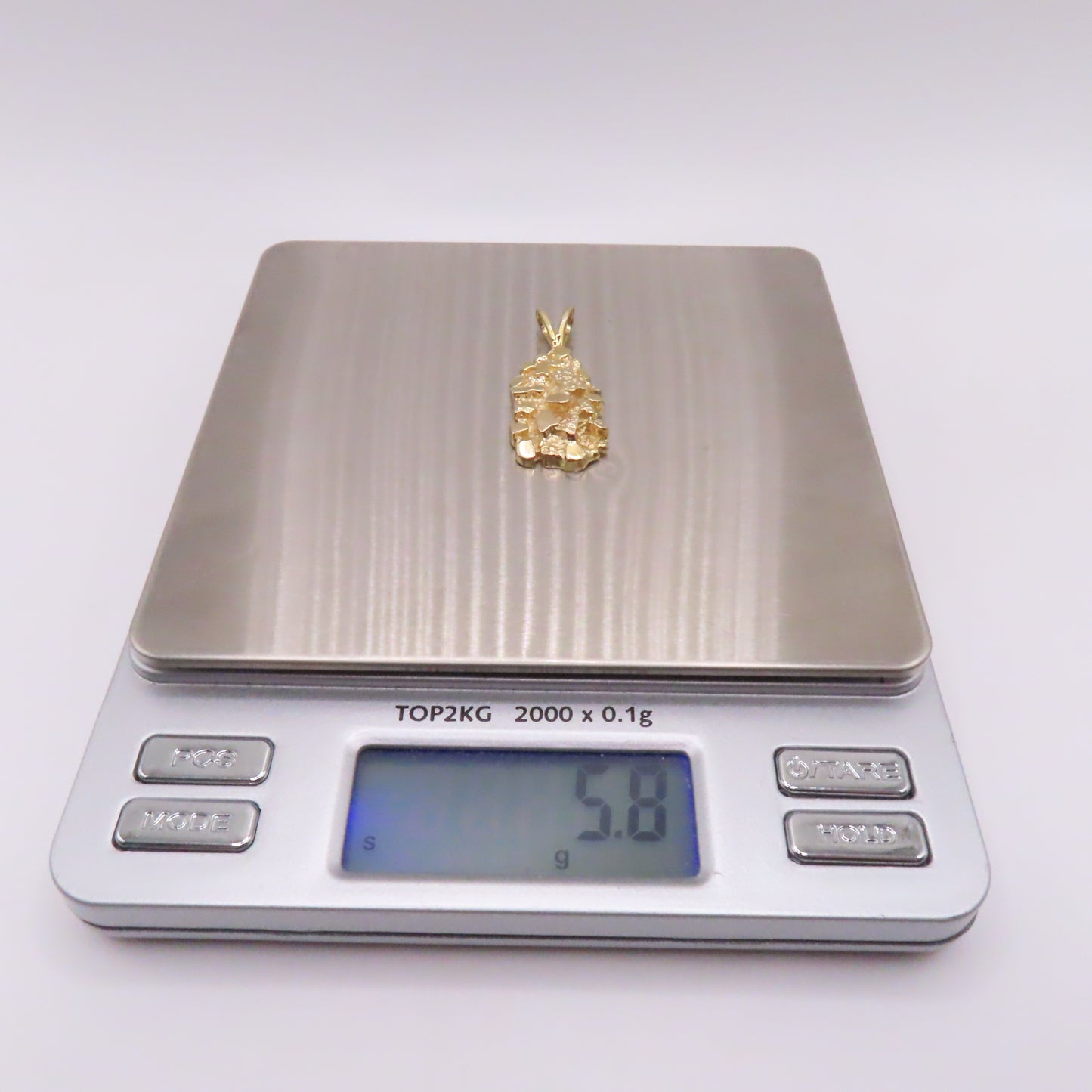 14K Yellow Gold Nugget Pendant 1-1/4" 5.8g