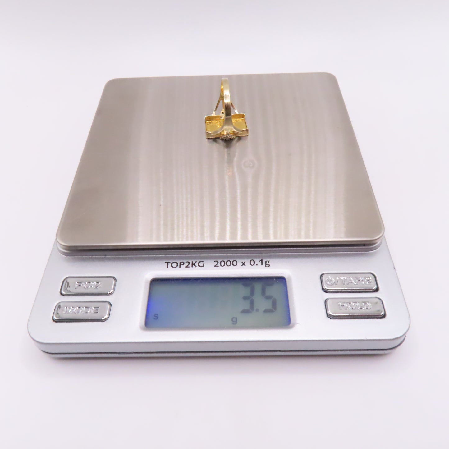 .999 Fine Gold 1 Gram Ingot Bar 14K Yellow Gold Bezel with Diamonds Ring Size 7.25 3.5g