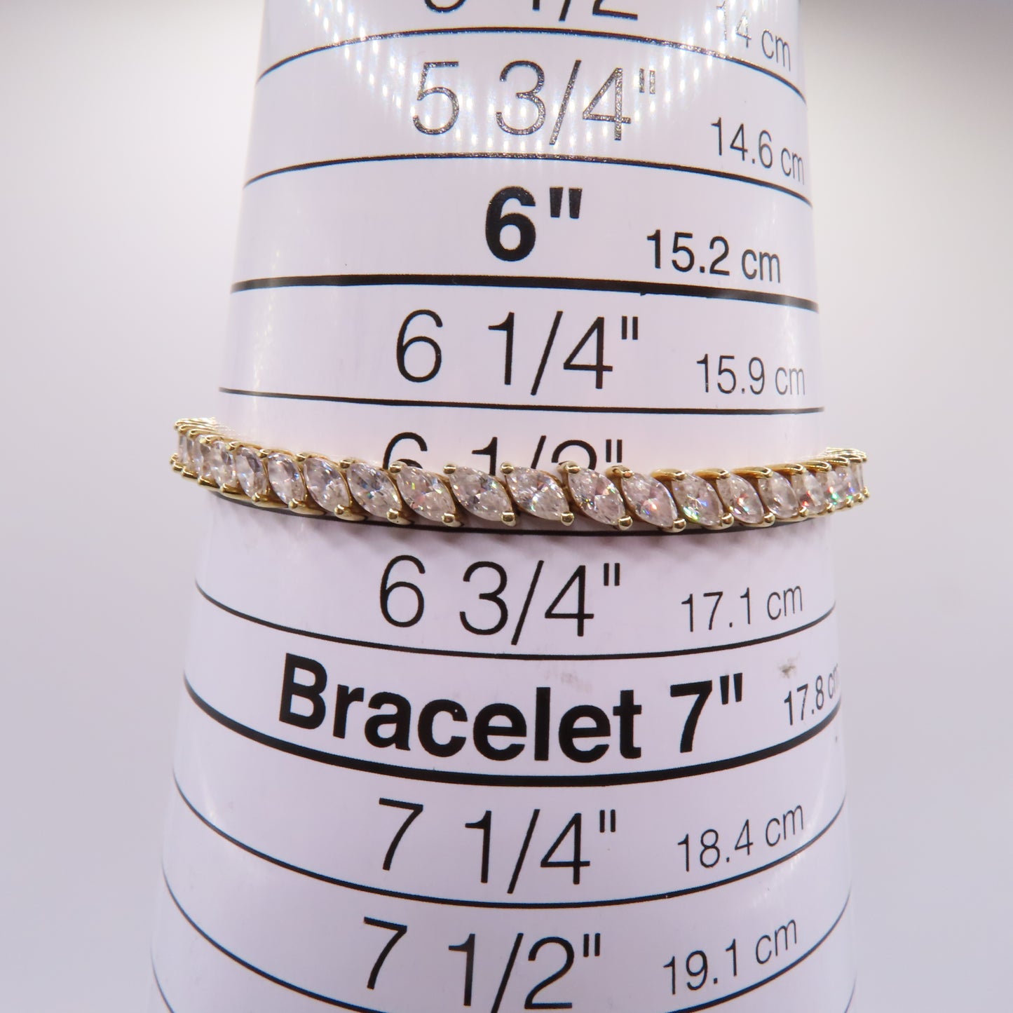 14K Yellow Gold Marquise Cut CZ Prong Set Tennis Bracelet 6.5" 8.6g