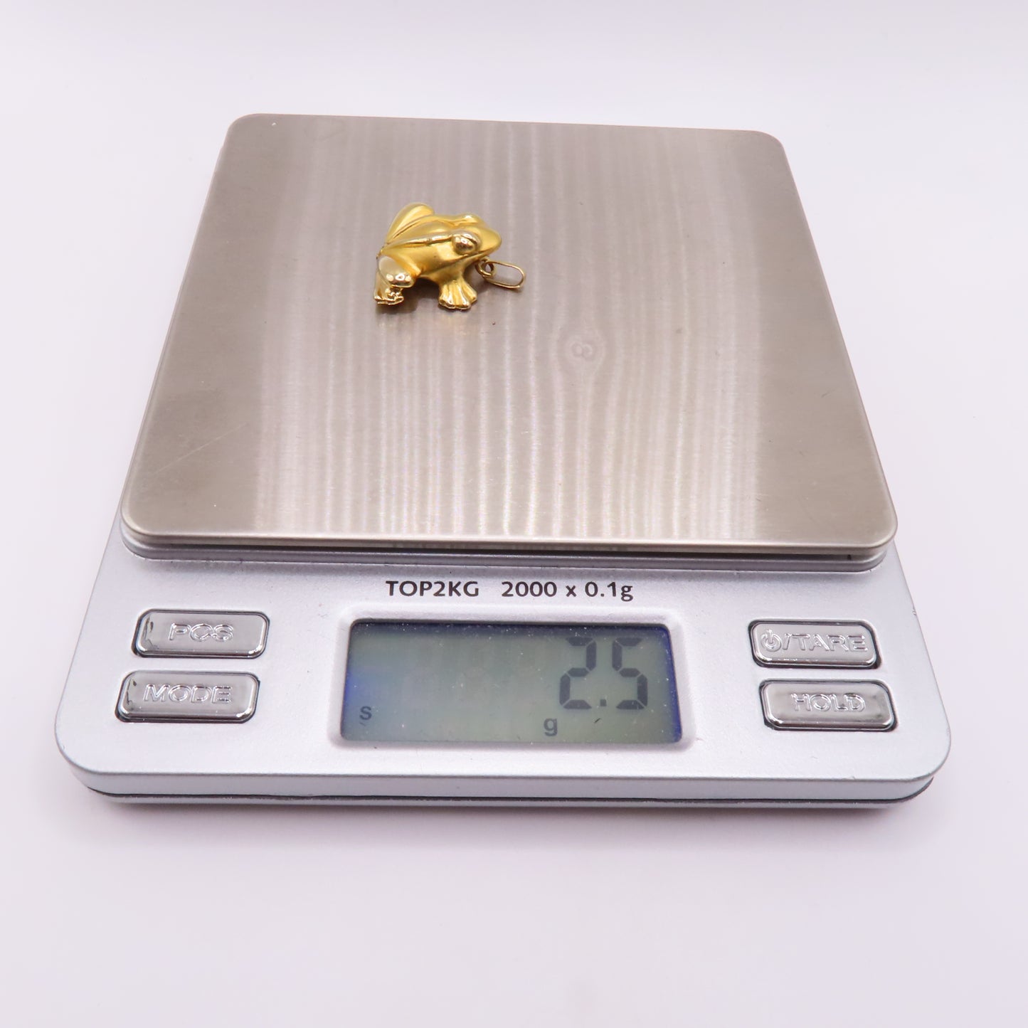 18K Yellow Gold Frog Charm Pendant 3D Hollow Frog Animal Jewelry 1" 2.5g