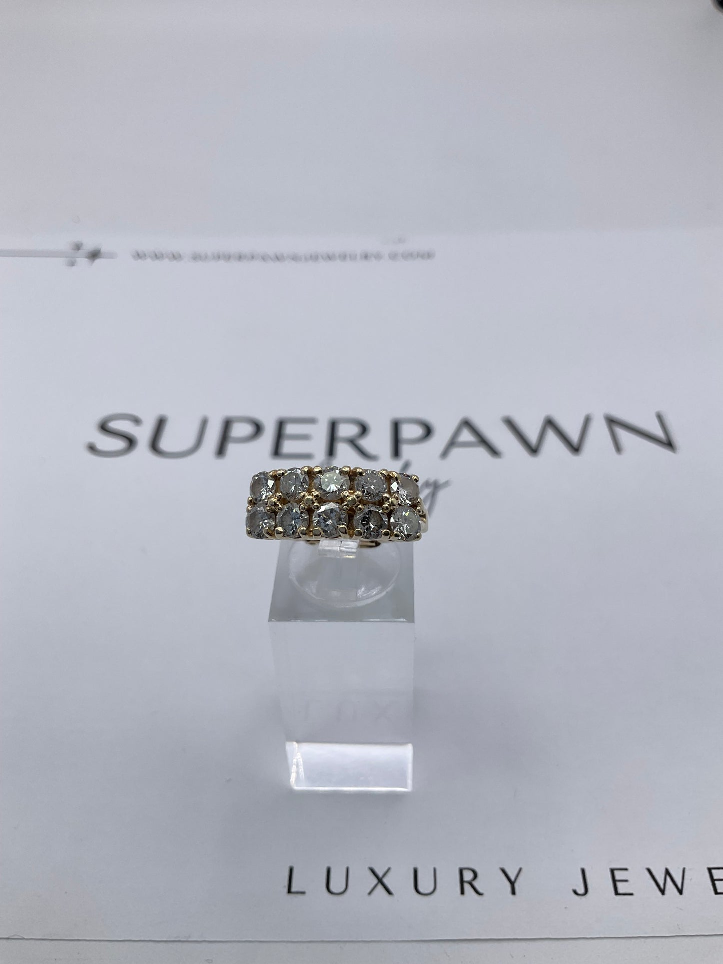 14K Yellow Gold Diamond Clasp Design Ring – Size 5.5 – 5.8g