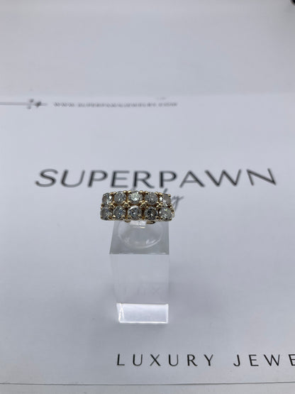 14K Yellow Gold Diamond Clasp Design Ring – Size 5.5 – 5.8g