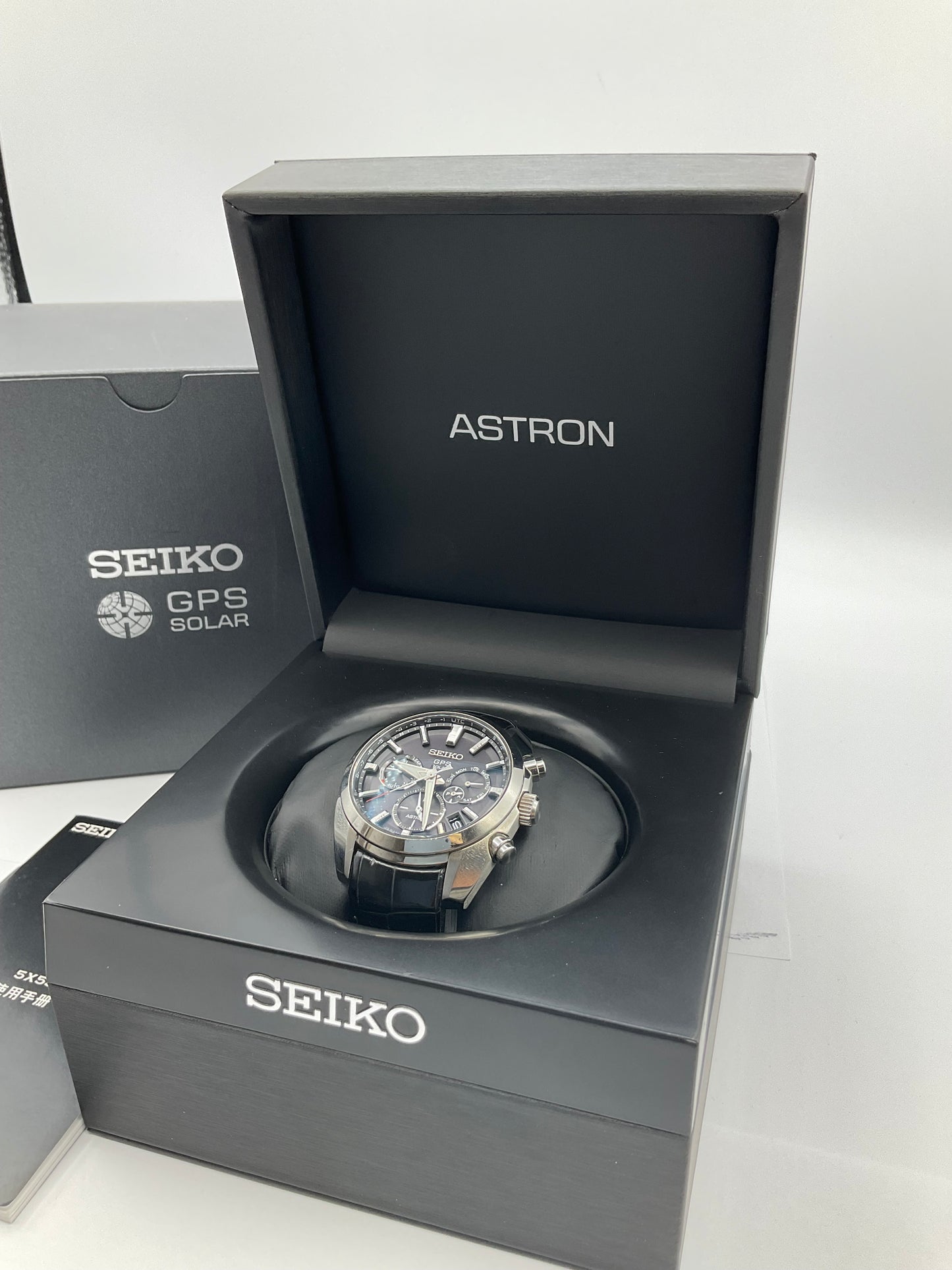 SEIKO ASTRON GPS SOLAR 5X53-0AJ0 42mm Watch Black Leather Strap