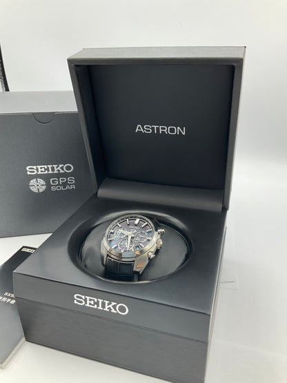 SEIKO ASTRON GPS SOLAR 5X53-0AJ0 42mm Watch Black Leather Strap