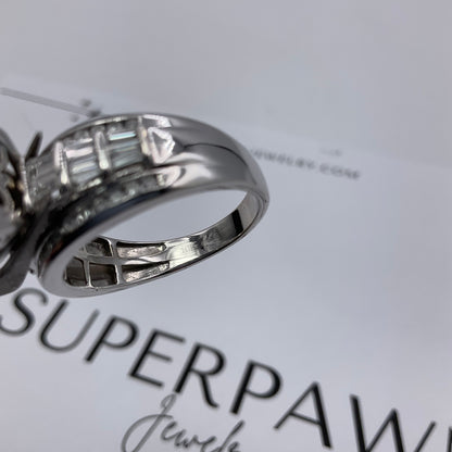 10K White Gold Diamond Cluster Ring with Princess, Baguette & Round Diamonds – Size 11