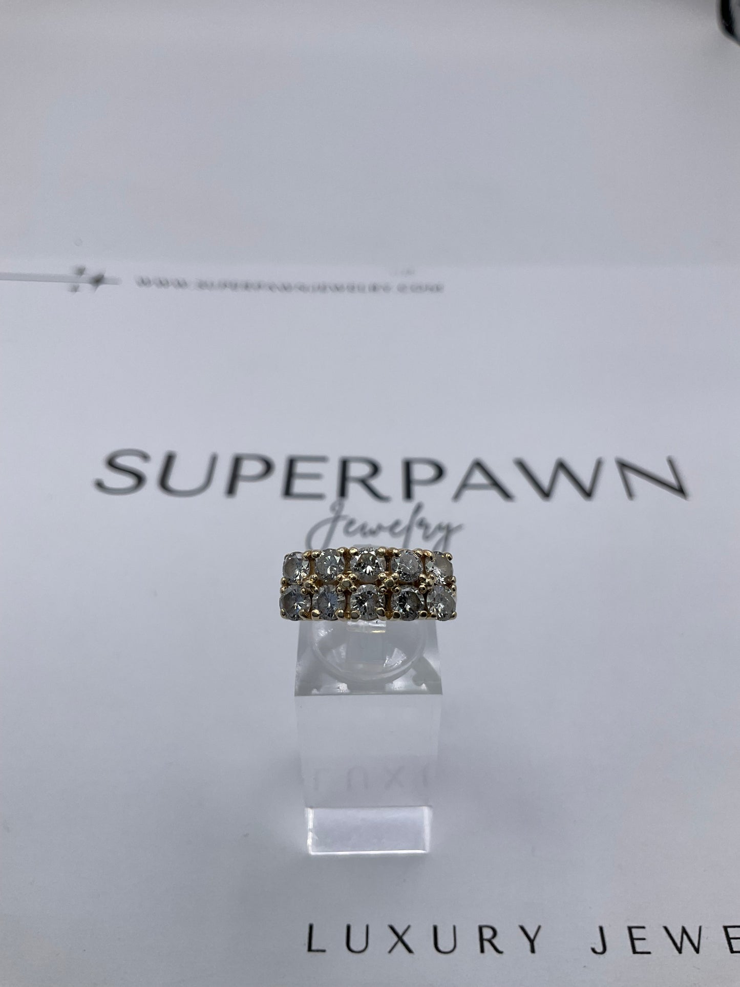 14K Yellow Gold Diamond Clasp Design Ring – Size 5.5 – 5.8g