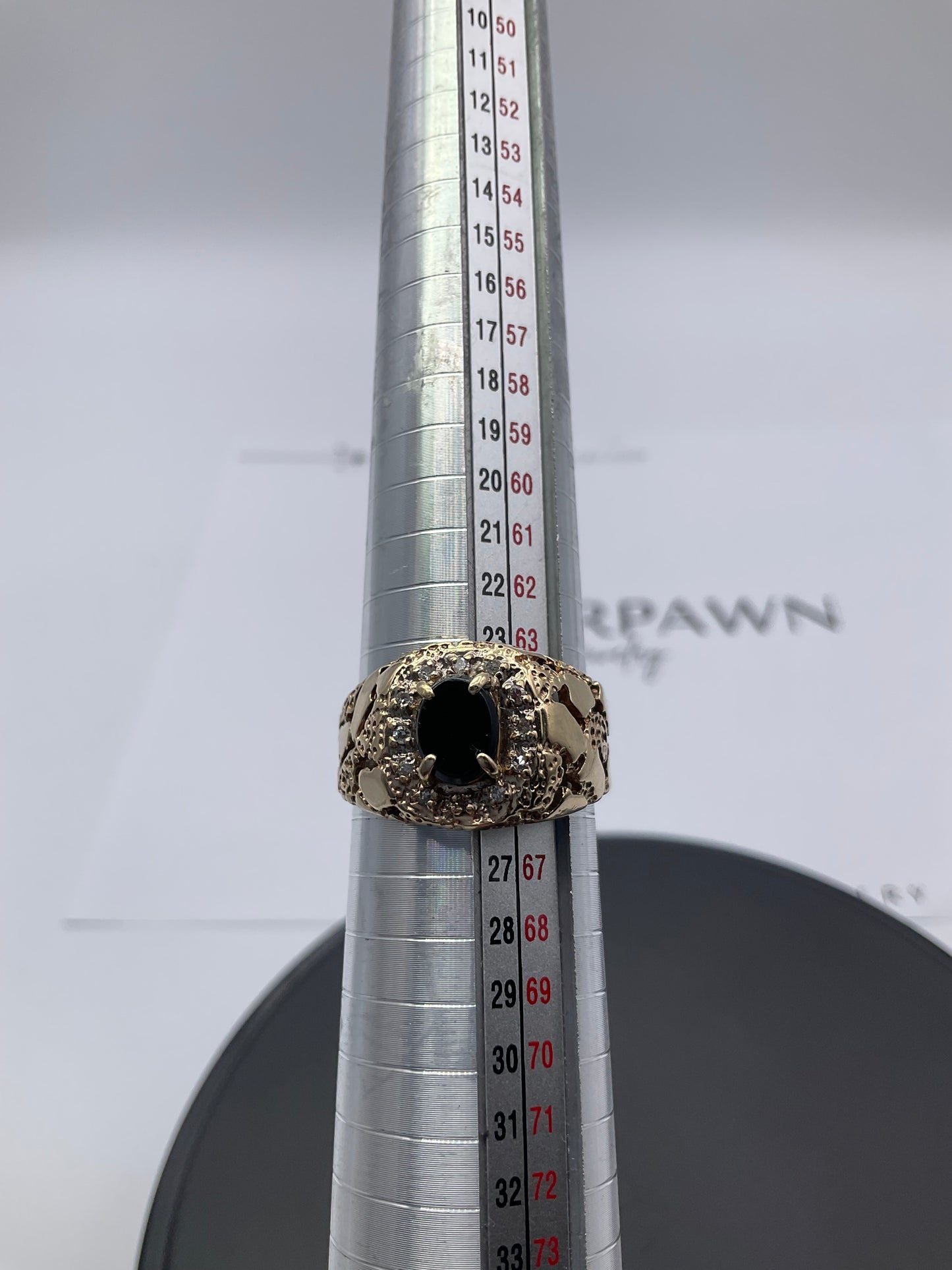 10K Yellow Gold Black Onyx & Diamond Ring – Size 11 – 6.3g