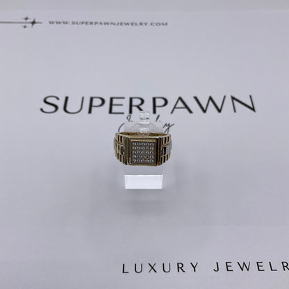 5.5g 14k Two Tone Gold Rolex Jubilee Style Men's Diamond Ring Size 9.5