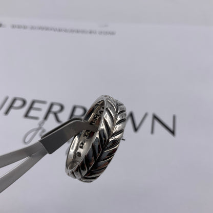 David Yurman 925 Sterling Silver Chevron 6mm Band – Size 9.5