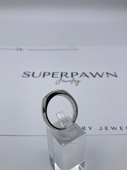 14K White Gold Men’s Ring with Flush-Mounted Diamonds – Polished & Brushed Finish – Size 10