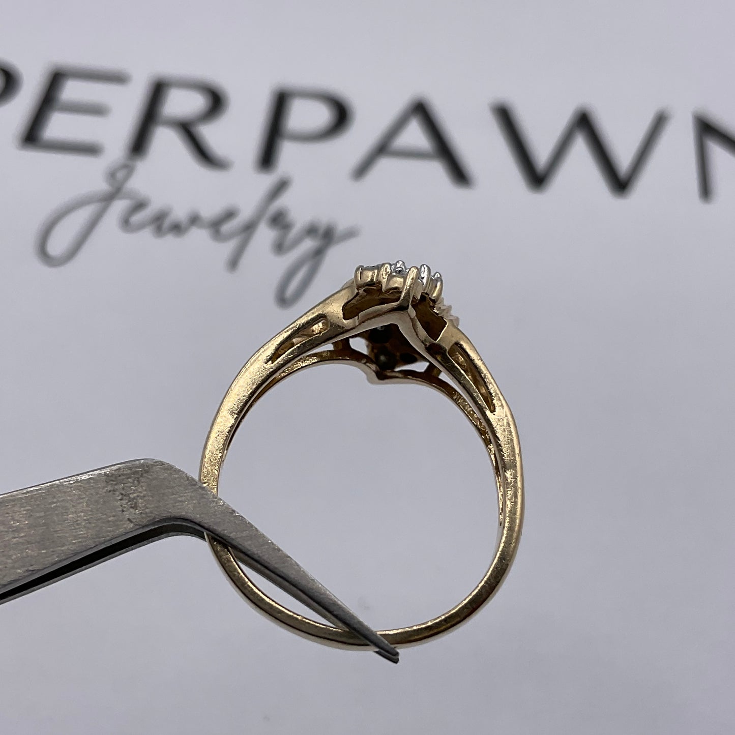 14K Yellow Gold & White Gold Diamond Cluster Ring – Size 5.5