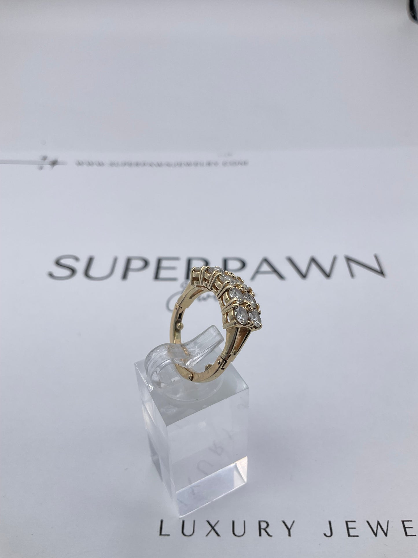 14K Yellow Gold Diamond Clasp Design Ring – Size 5.5 – 5.8g