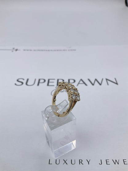 14K Yellow Gold Diamond Clasp Design Ring – Size 5.5 – 5.8g