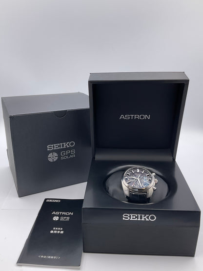SEIKO ASTRON GPS SOLAR 5X53-0AJ0 42mm Watch Black Leather Strap