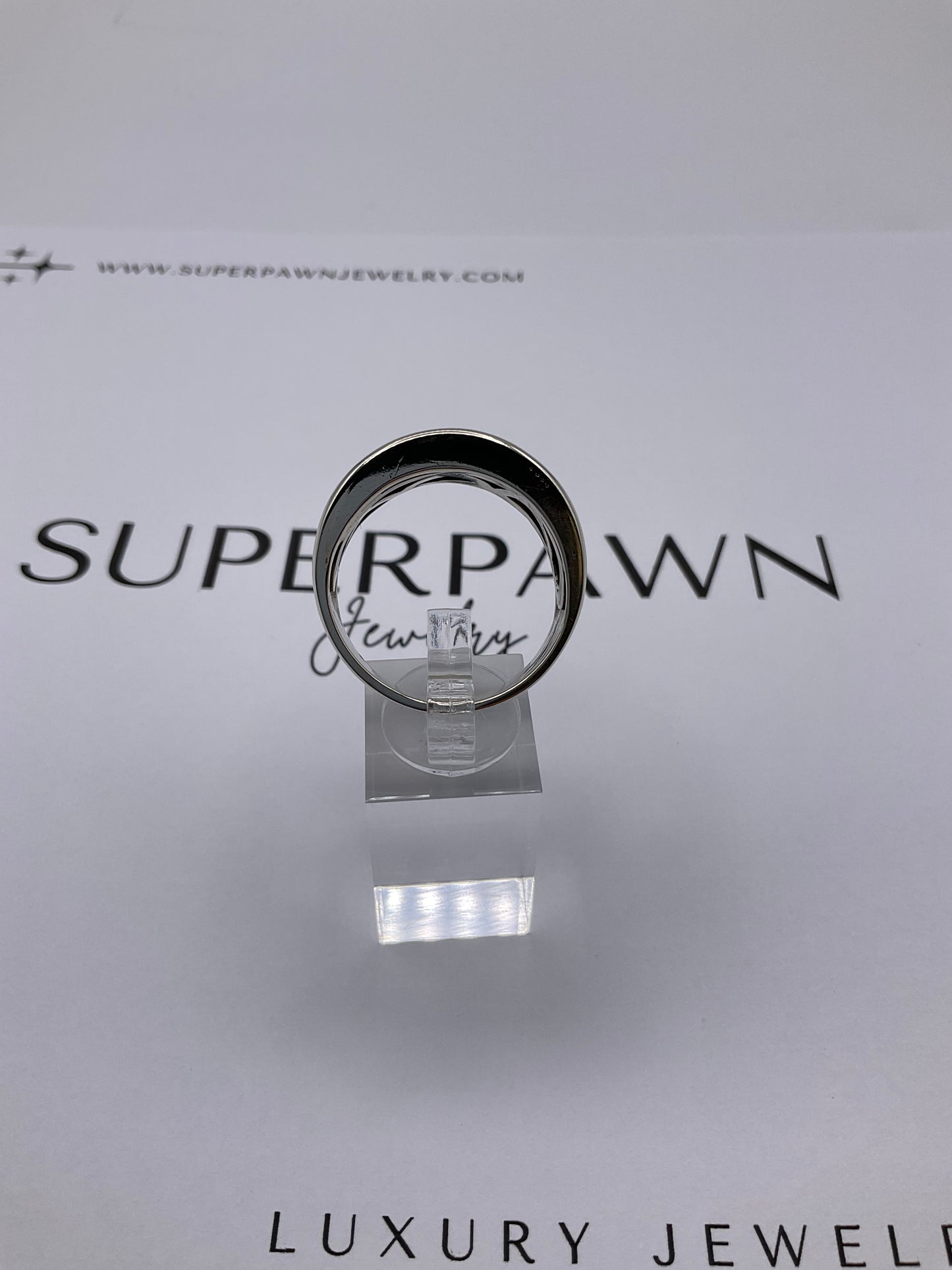 14.2g 14k White Gold Men's Diamond Band Size 14
