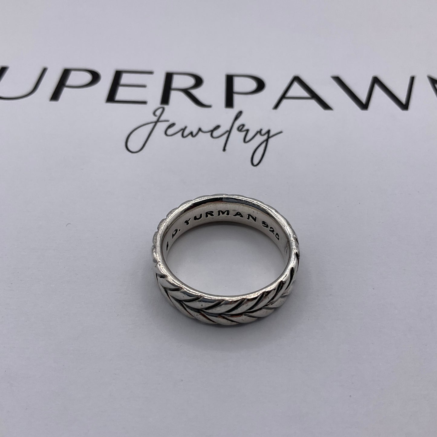 David Yurman 925 Sterling Silver Chevron 6mm Band – Size 9.5