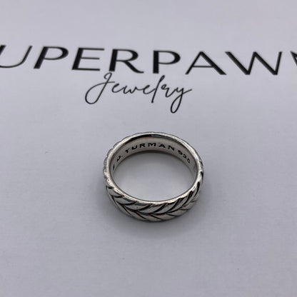 David Yurman 925 Sterling Silver Chevron 6mm Band – Size 9.5