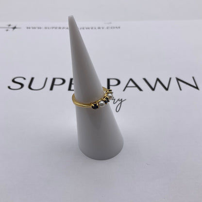 : Tiffany & Co. 18K Yellow Gold Pearl and Ruby Stacker Ring – Size 4.5